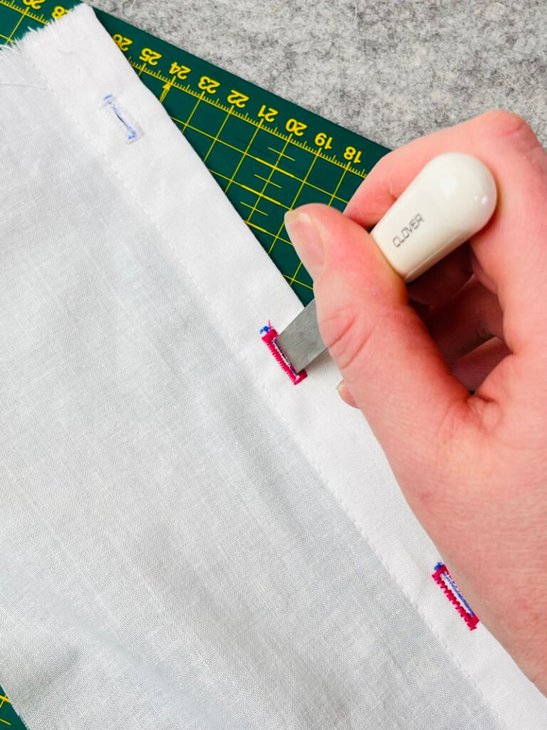 using buttonhole chisel on cutting mat