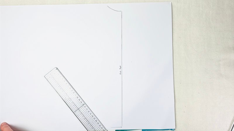 How to Draft a Button Stand (Step-by-Step Pattern Drafting Tutorial) Bodice block with centre front line clearly marked before drafting button stand