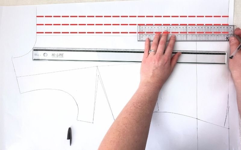 How to Modify a Basic Bodice Block for a Shirt Pattern (Step-by-Step) drafting button stand on centre front shirt pattern
