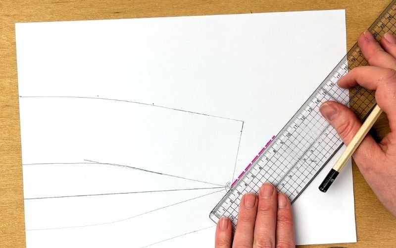 drawing new collar front edge to adjust collar spread