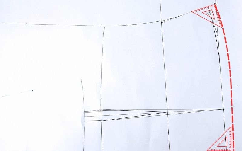 How to Modify a Basic Bodice Block for a Shirt Pattern (Step-by-Step) correcting side seam length difference between front and back and redrafting the hem