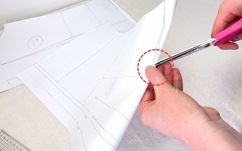 How to Modify a Basic Bodice Block for a Shirt Pattern (Step-by-Step) marking dart notches and drill holes on pattern
