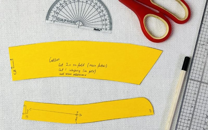 finished shirt collar pattern with collar stand sewing pattern pieces