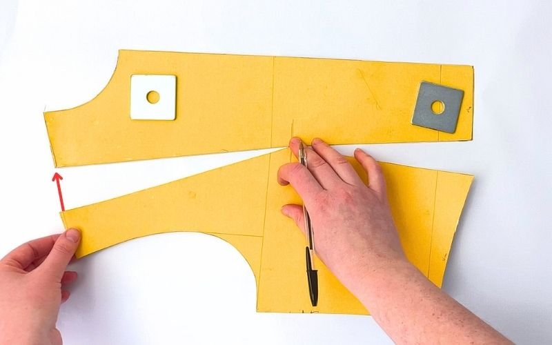 How to Modify a Basic Bodice Block for a Shirt Pattern (Step-by-Step) pivoting bodice block to combine waist and shoulder darts