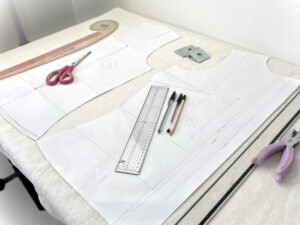 How to Draft a Shirt Pattern From Scratch flat pattern drafting process for shirt pattern with all components