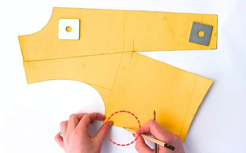 How to Modify a Basic Bodice Block for a Shirt Pattern (Step-by-Step) side seam dart position marked below armhole