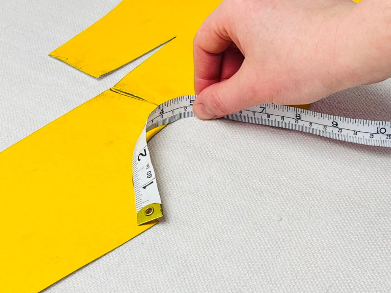 How to Draft a Collar Stand Sewing Pattern (Step-by-Step Tutorial) measuring neckline seam line on bodice block for collar stand drafting