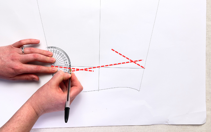 Redrafting the sleeve opening curve after shortening the sleeve block for a cuff