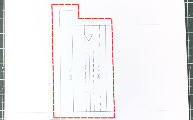 How to Draft a Shirt Sleeve Placket Pattern (Step-by-Step) Sleeve placket pattern piece with fold lines and seam allowances marked