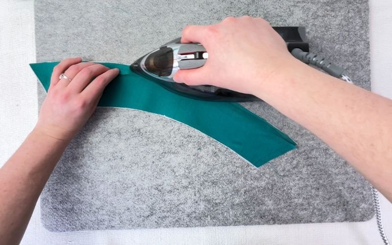 pressing collar seam open after stitching for clean finish