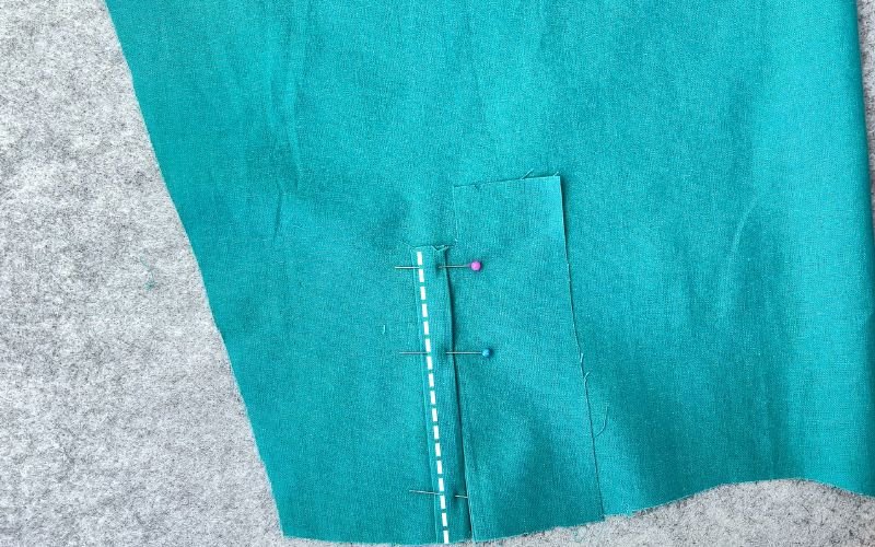 Pinning inner sleeve placket before sewing