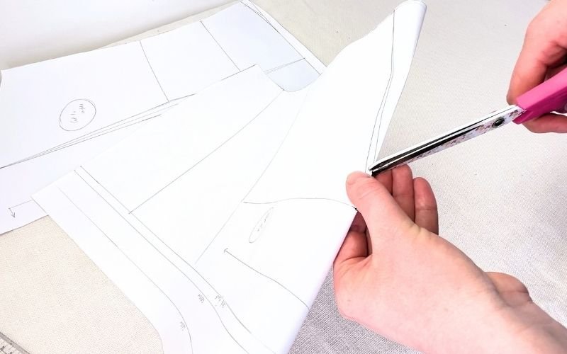 How to Sew Darts on a Shirt: Precise Marking, Transfer and Sewing Tutorial cutting dart marking holes into sewing pattern for accurate dart transfer