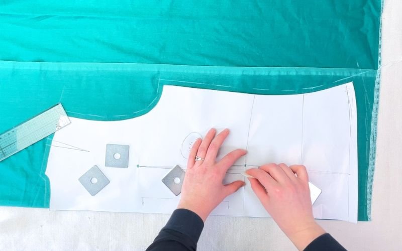 How to Sew Darts on a Shirt: Precise Marking, Transfer and Sewing Tutorial marking dart points on fabric using soap through pattern holes