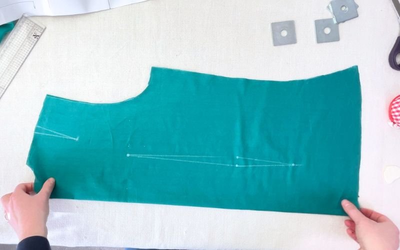 How to Sew Darts on a Shirt: Precise Marking, Transfer and Sewing Tutorial marked dart lines on fabric ready for sewing