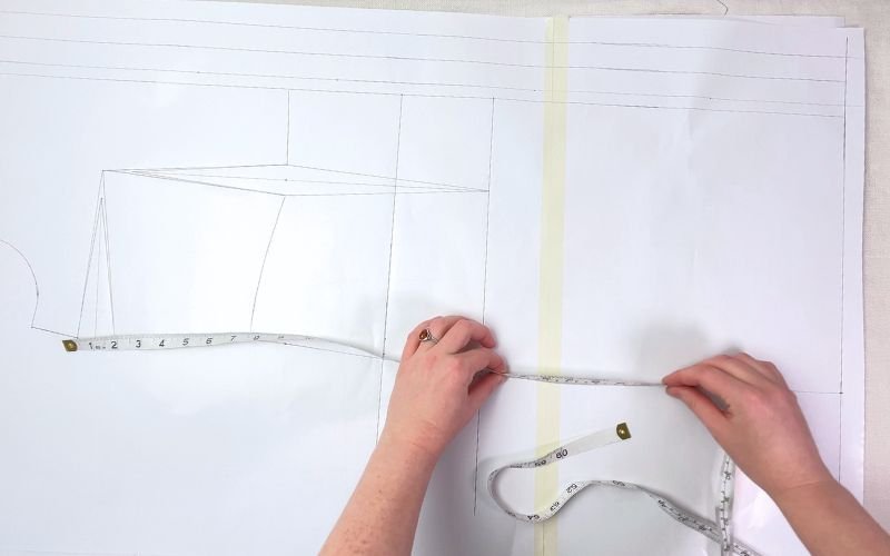 Measuring the side seam length on front shirt dress pattern