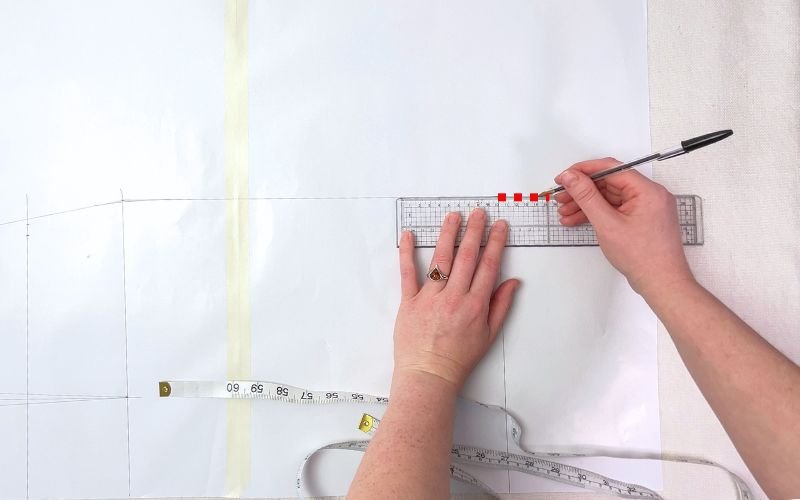 Extending the side seam length on the back pattern piece