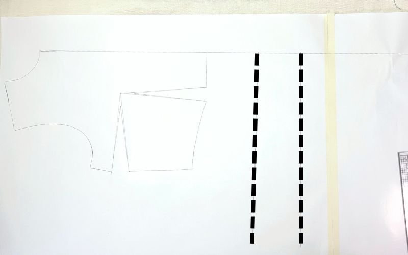 Marking the mid hip and hip lines on a shirt dress sewing pattern