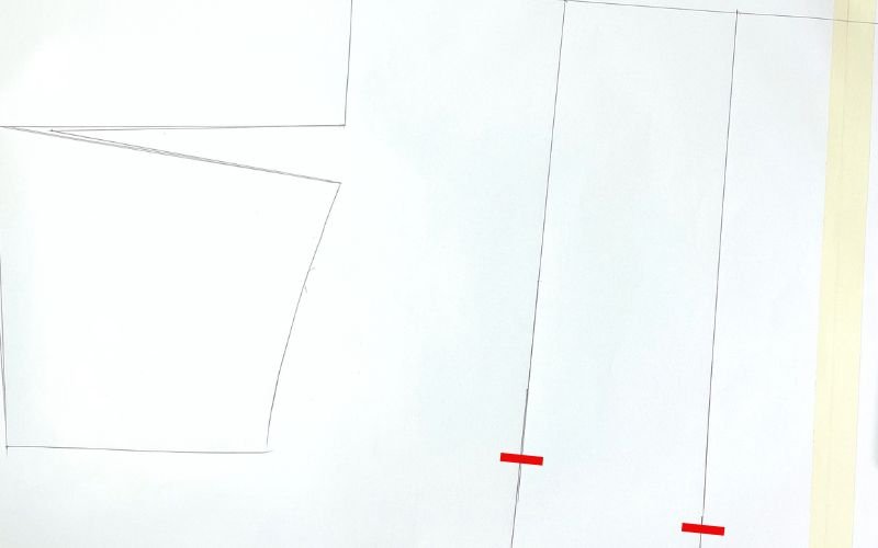 Marking mid hip and hip width on a shirt dress pattern