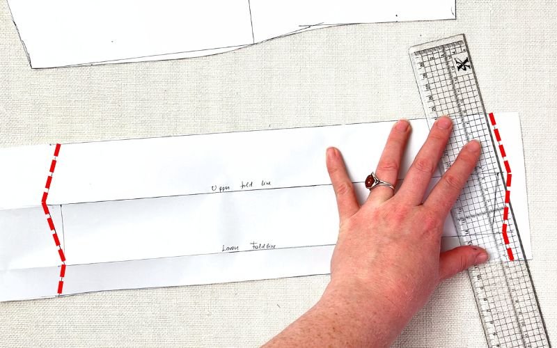 How to Draft a Roll-Up Sleeve Pattern (Step-by-Step Tutorial) Roll-up sleeve facing pattern with transferred side seam markings