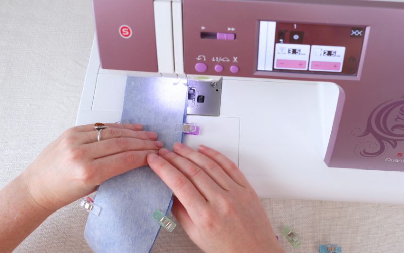 Sewing the collar pieces together with right sides facing